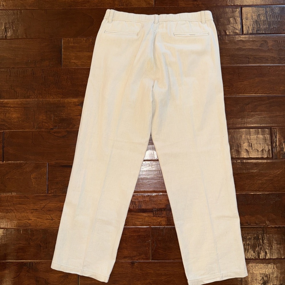 Paradise  Collection Pants Linen Blend Pants Straight Leg Cream Sz Medium 34x31 - Picture 5 of 8